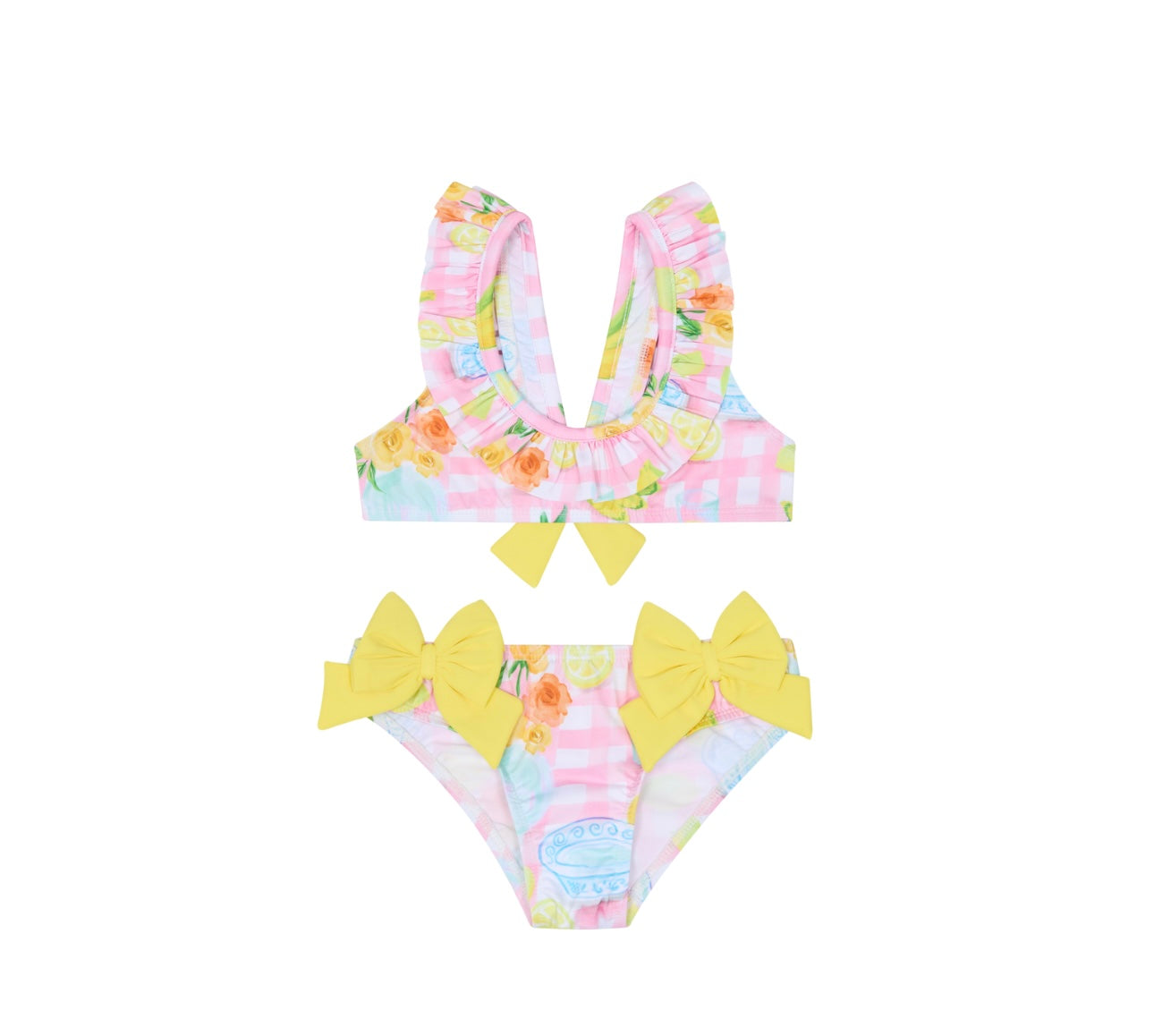 Deolinda girls pink fruits frilled bow bikini