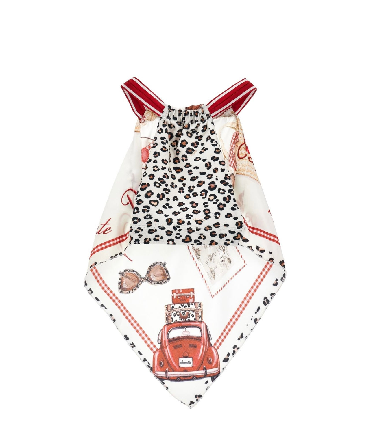 Monnalisa red ‘amalfi’ leopard detail scarf top