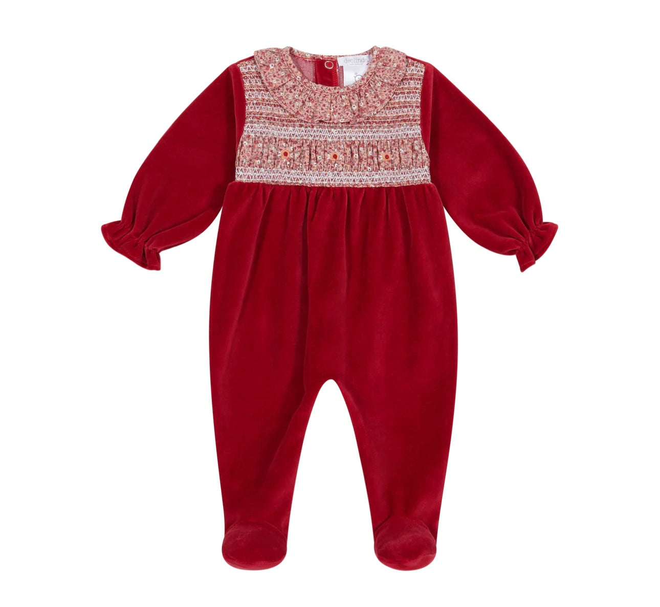Deolinda red floral smocked babygrow