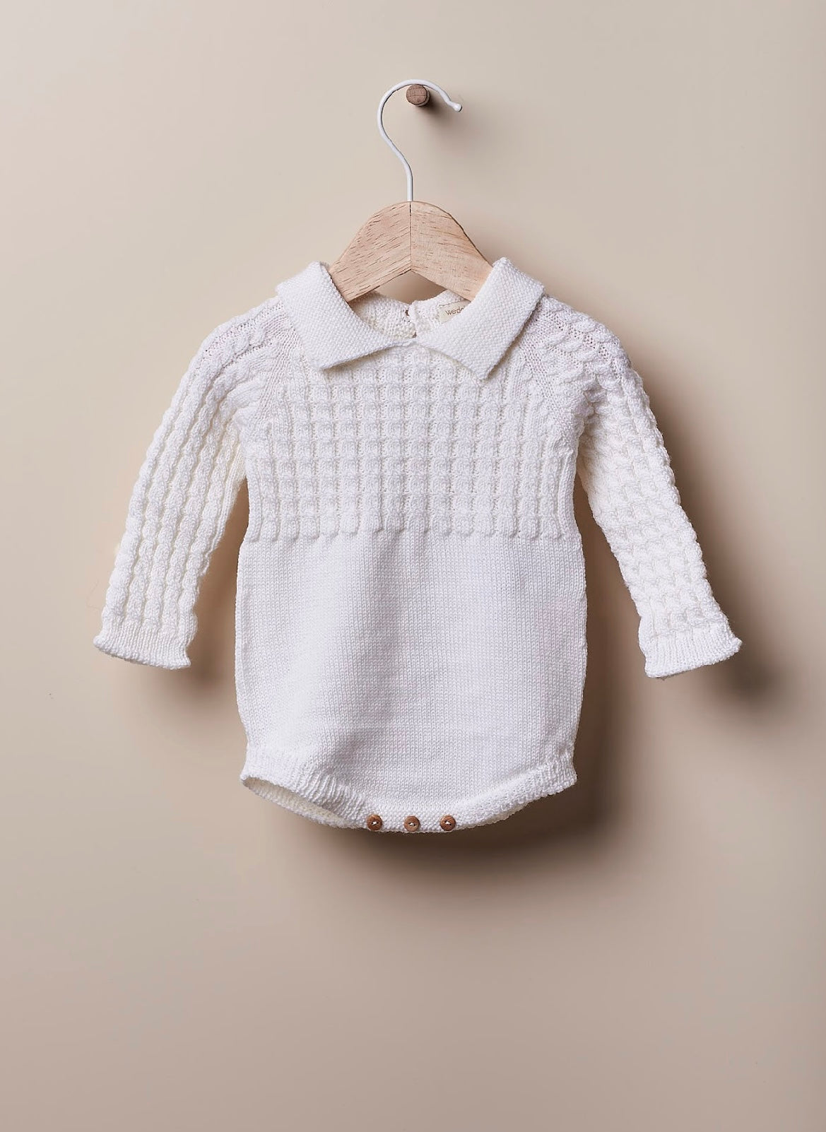 Wedoble cream knit collared romper