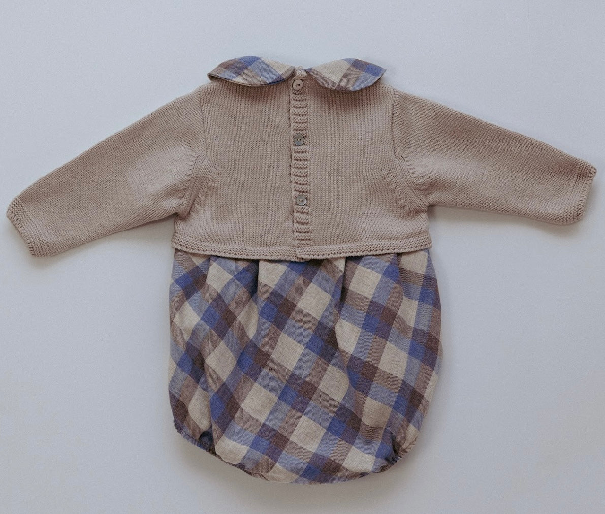 Rigola beige & blue half knit romper