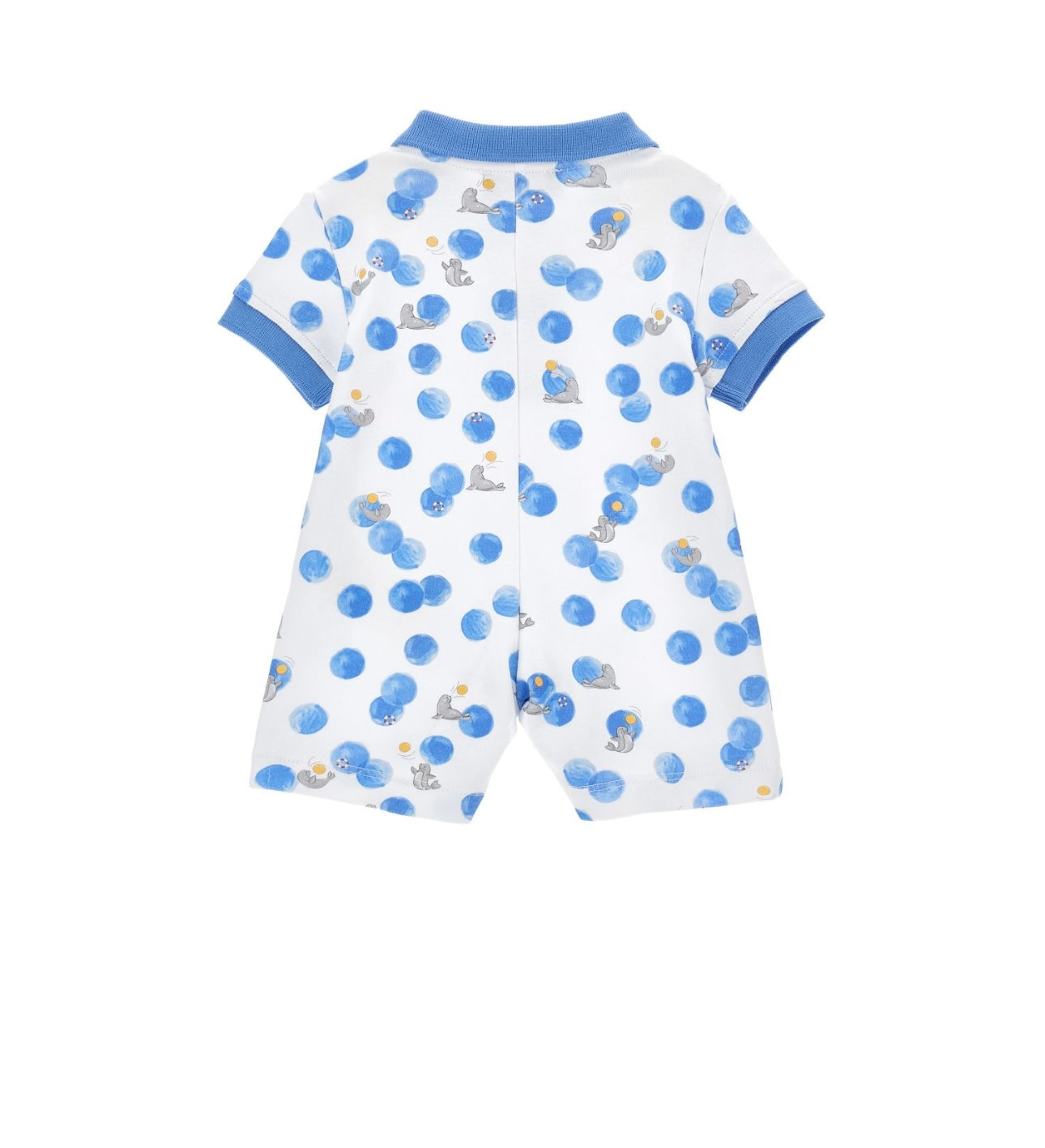 Monnalisa boys blue & white cotton romper