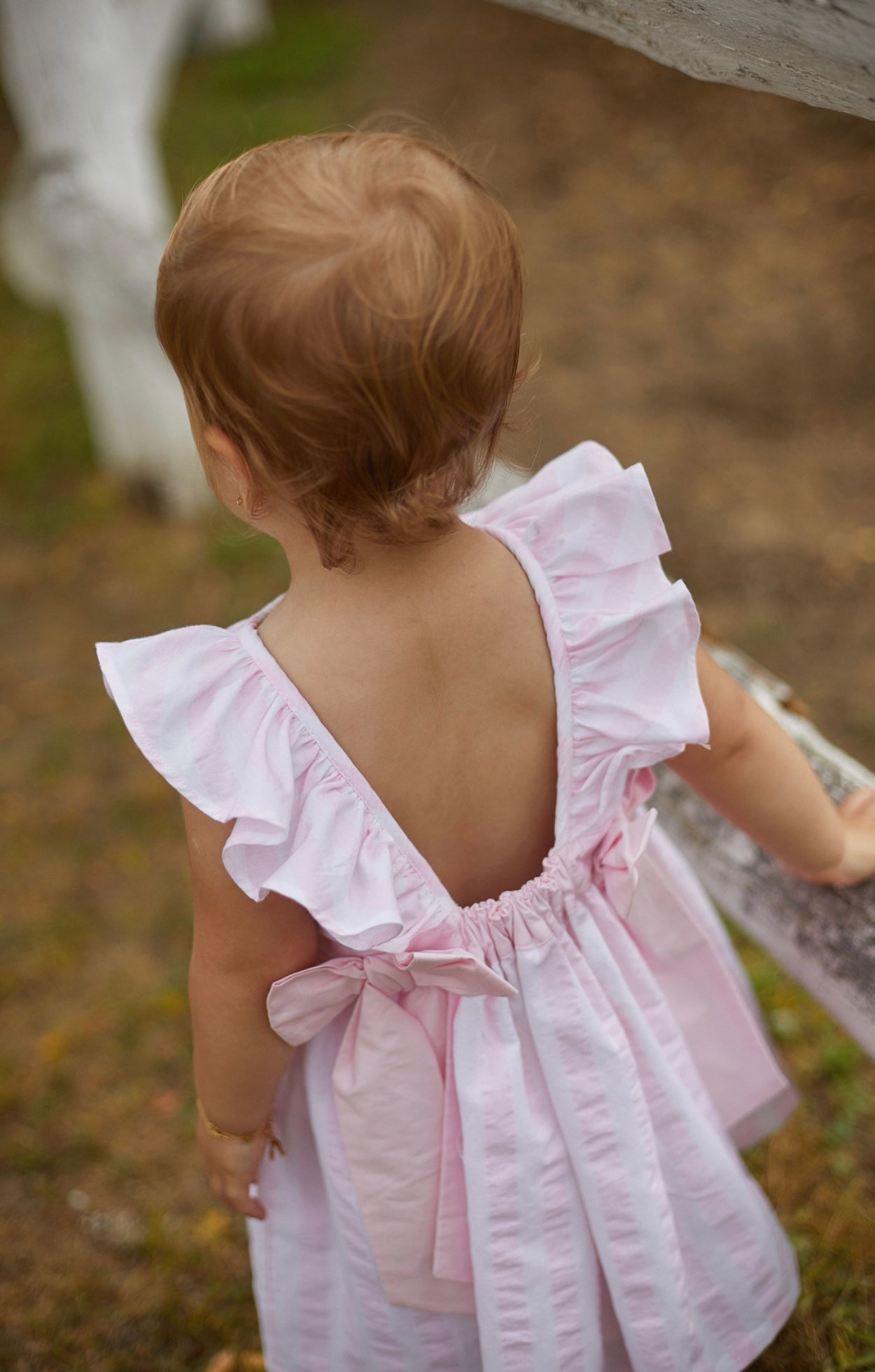 Deolinda girls pink stripe butterfly dress