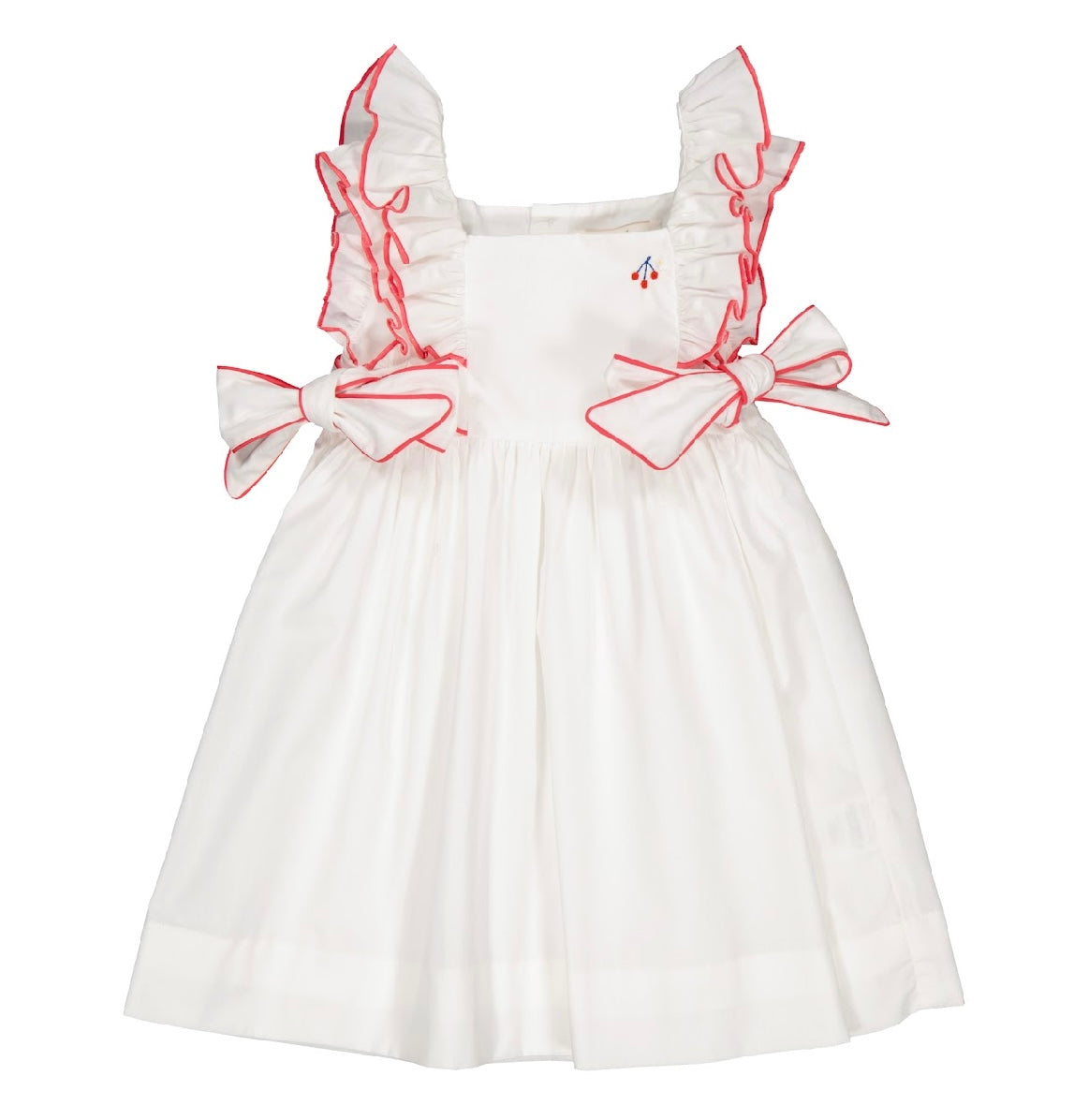 Kidiwi coral & white cotton frilled ‘Kiara’ dress