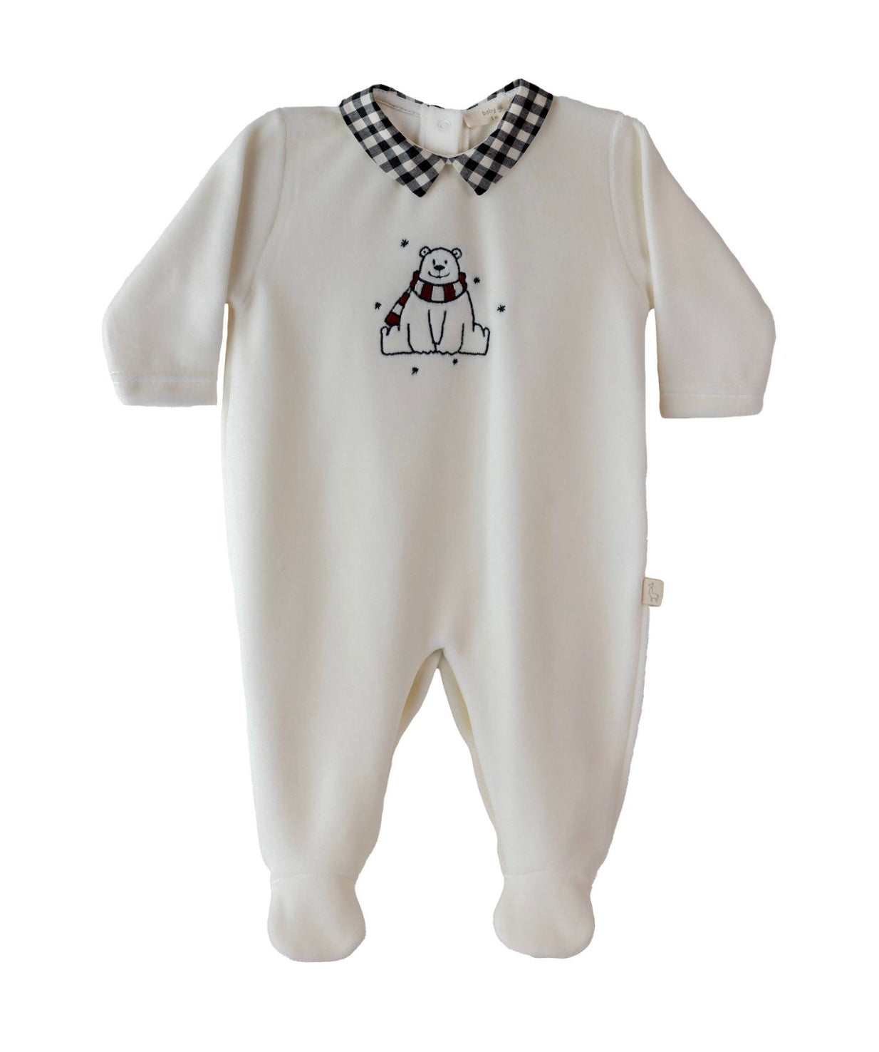 Baby Gi white velour polar bear baby grow