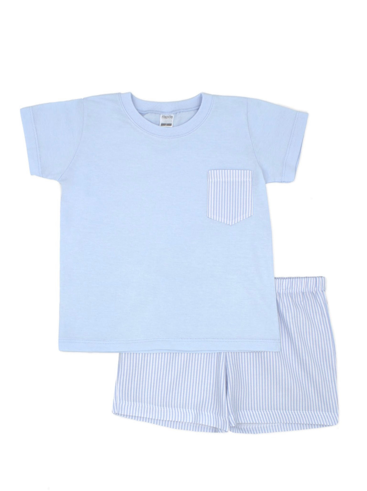 Rapife blue & white stripe T-shirt and short set