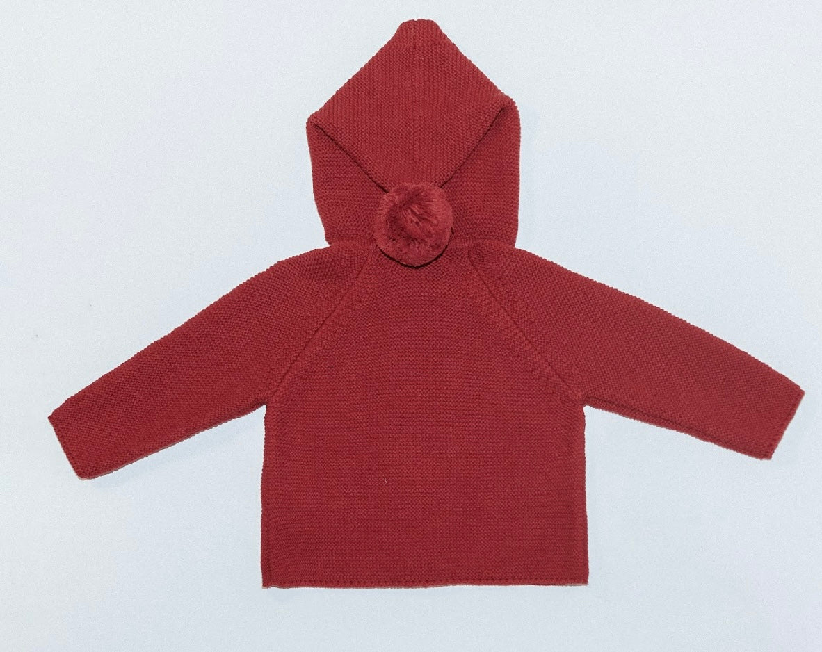 Rigola red knit hooded cardigan