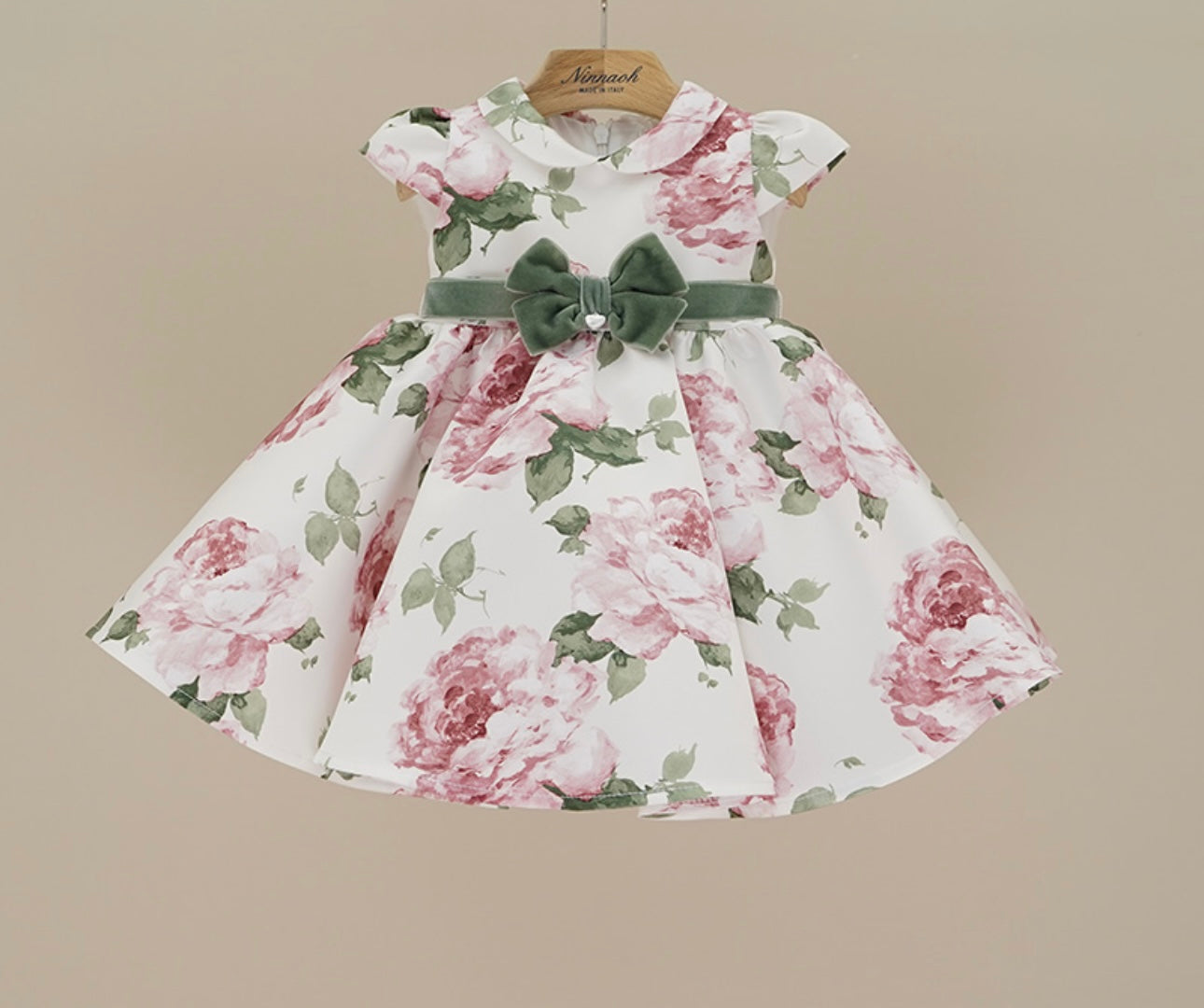 Ninnaoh all over roses print bow dress