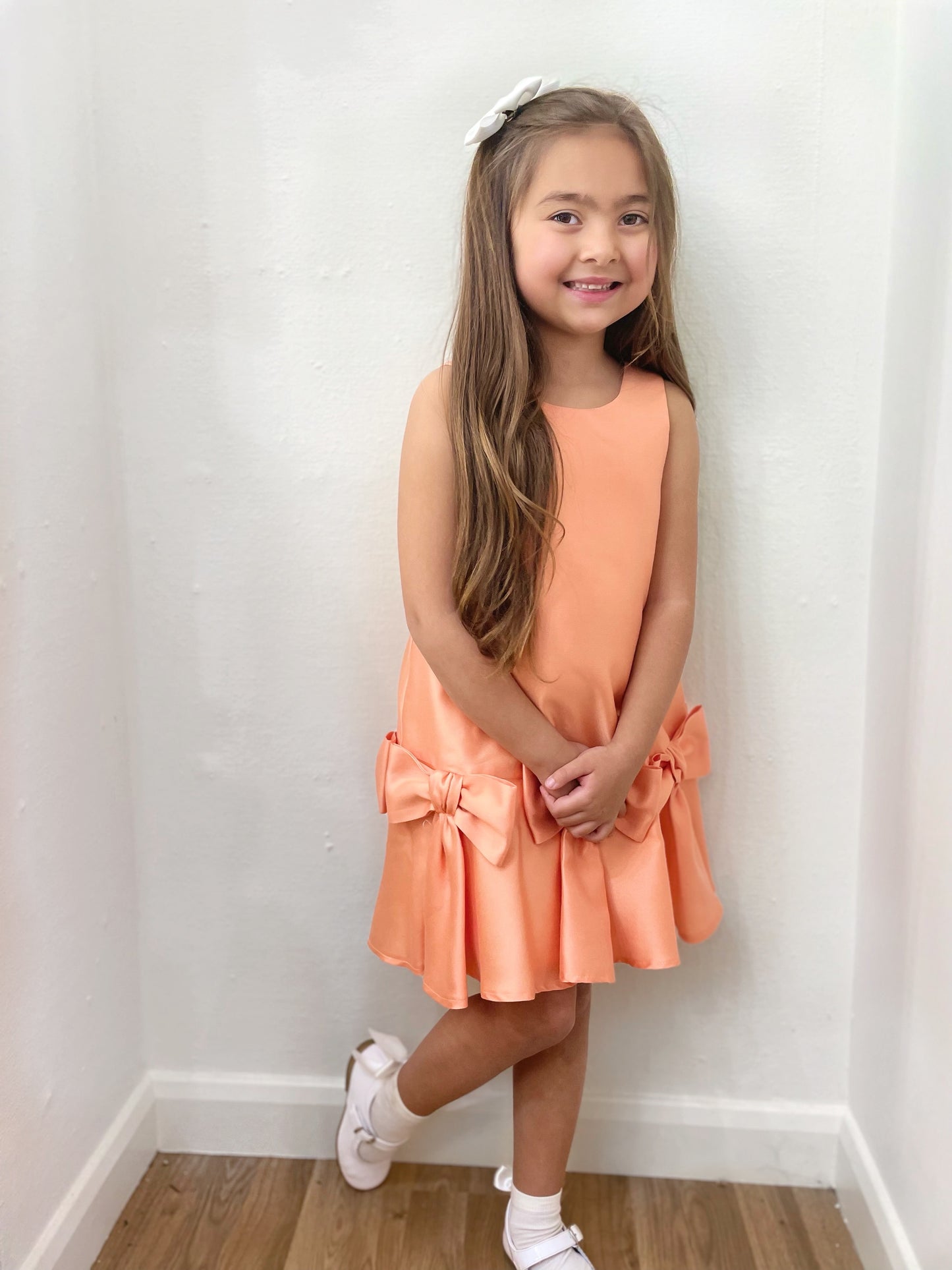 Ballon chic girls orange bow dress