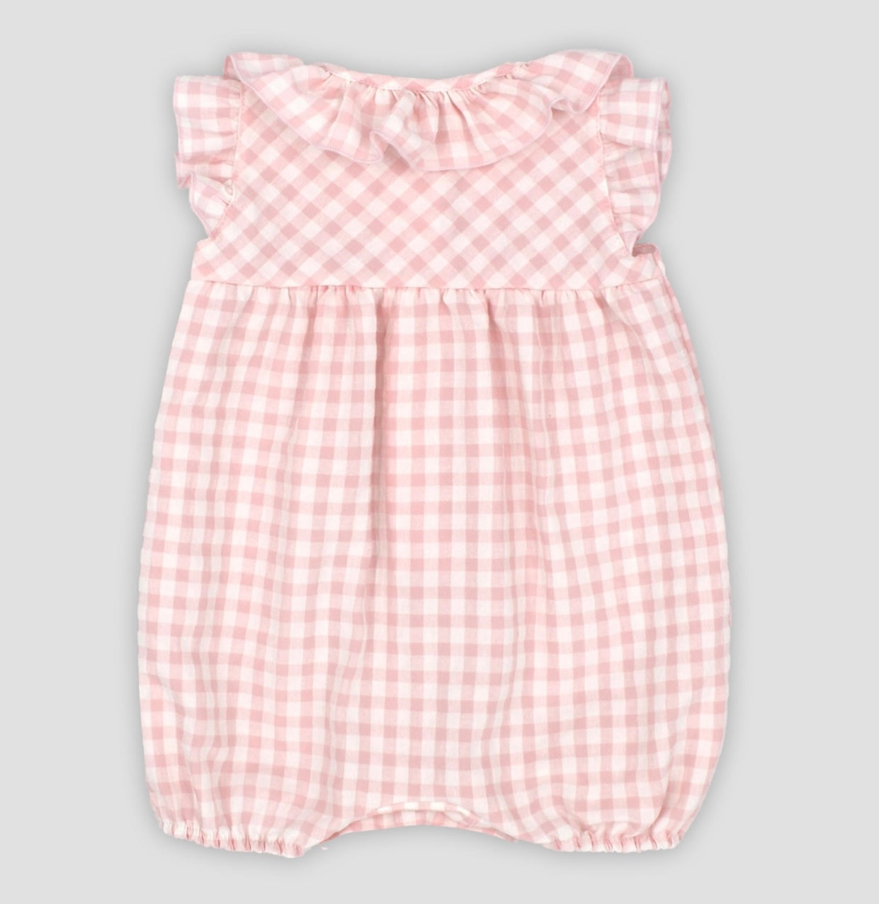 Rapife pink gingham frilled romper