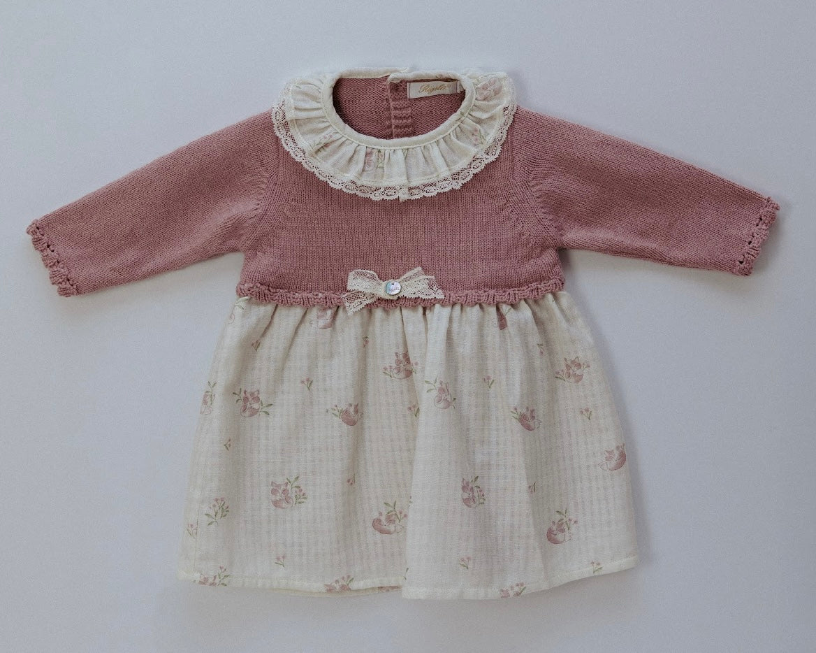 Rigola dusky pink half knit foxes dress