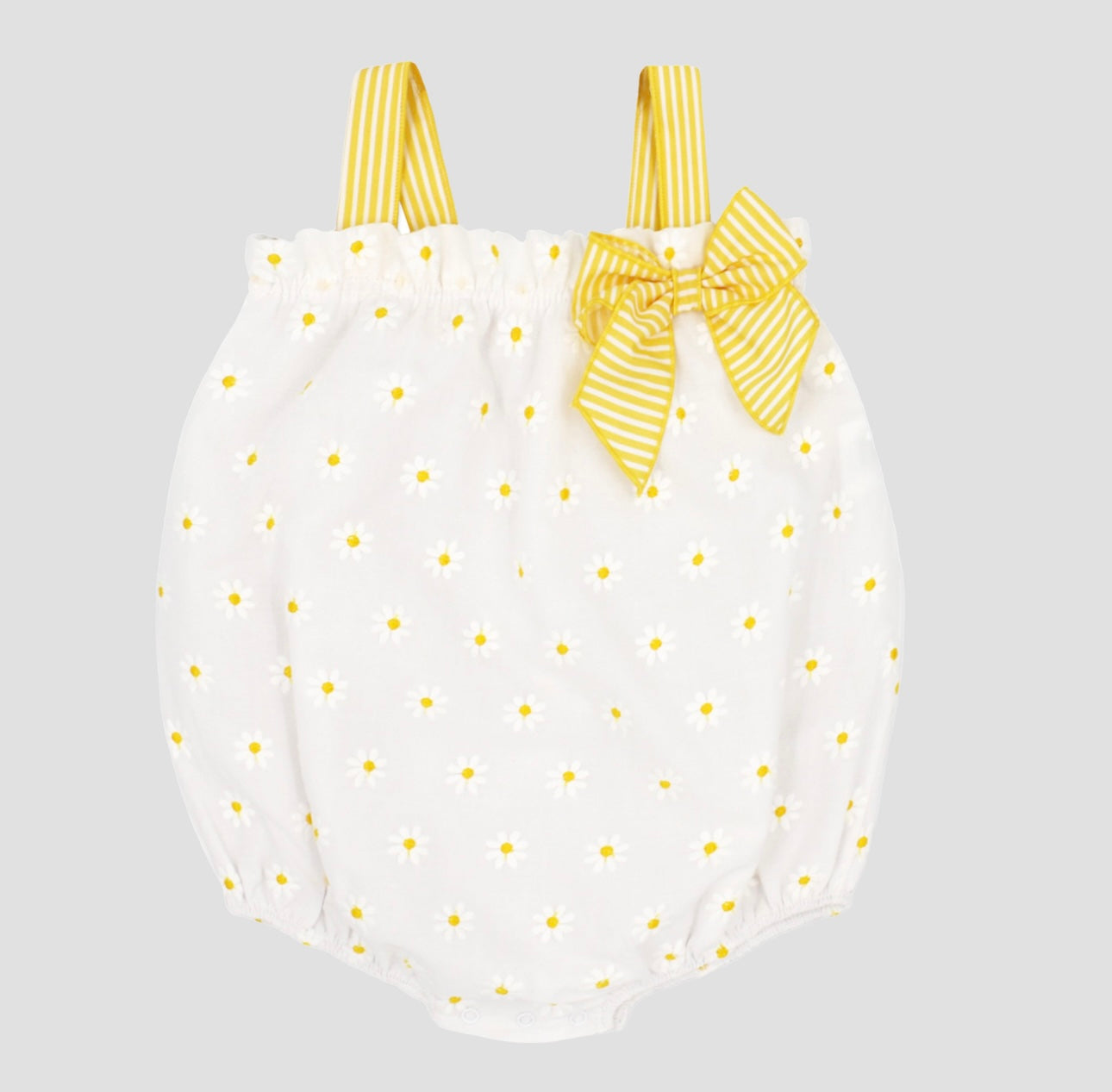 Rapife white & yellow daisy bow romper