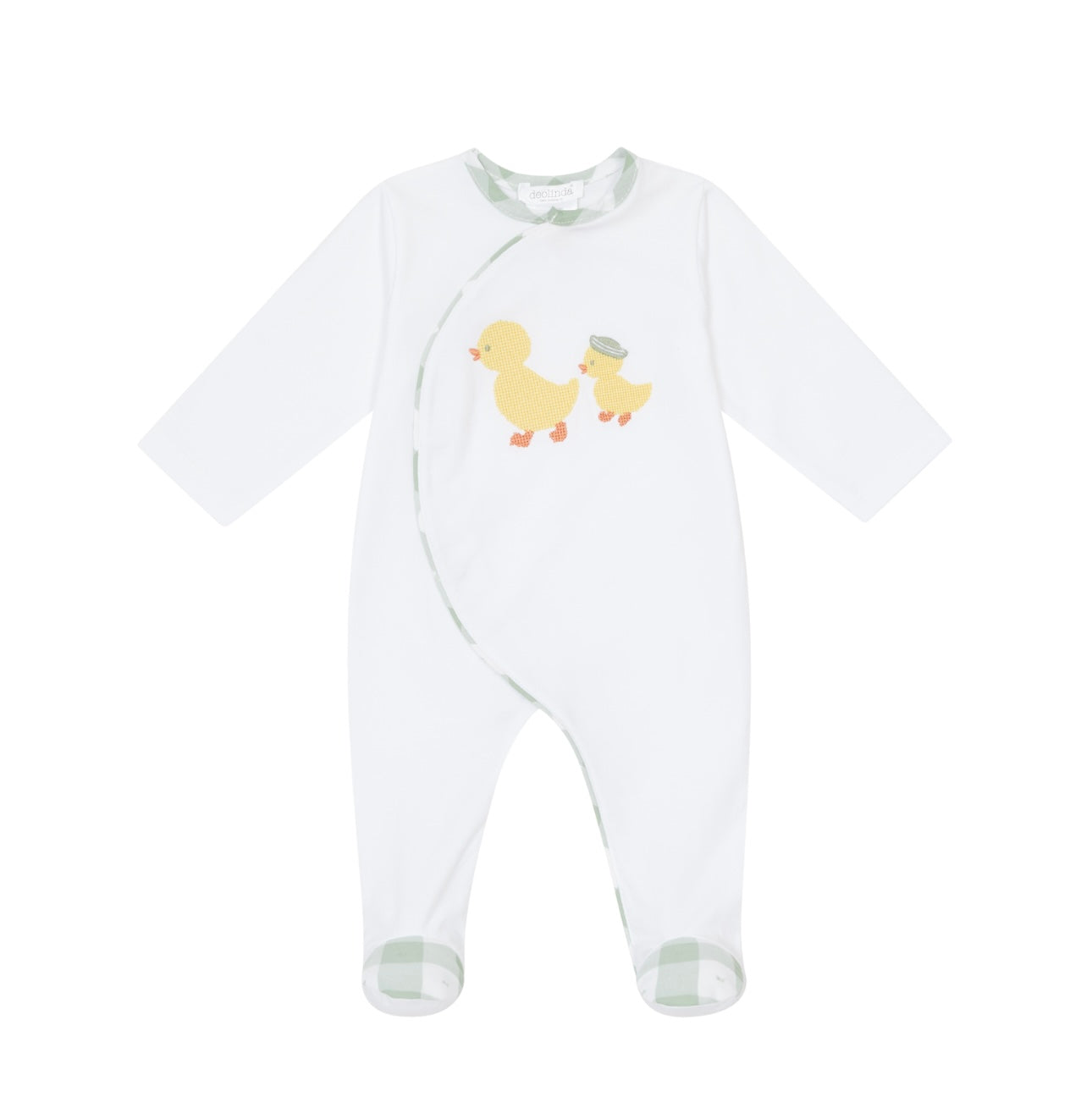 Deolinda mint green & white duck babygrow