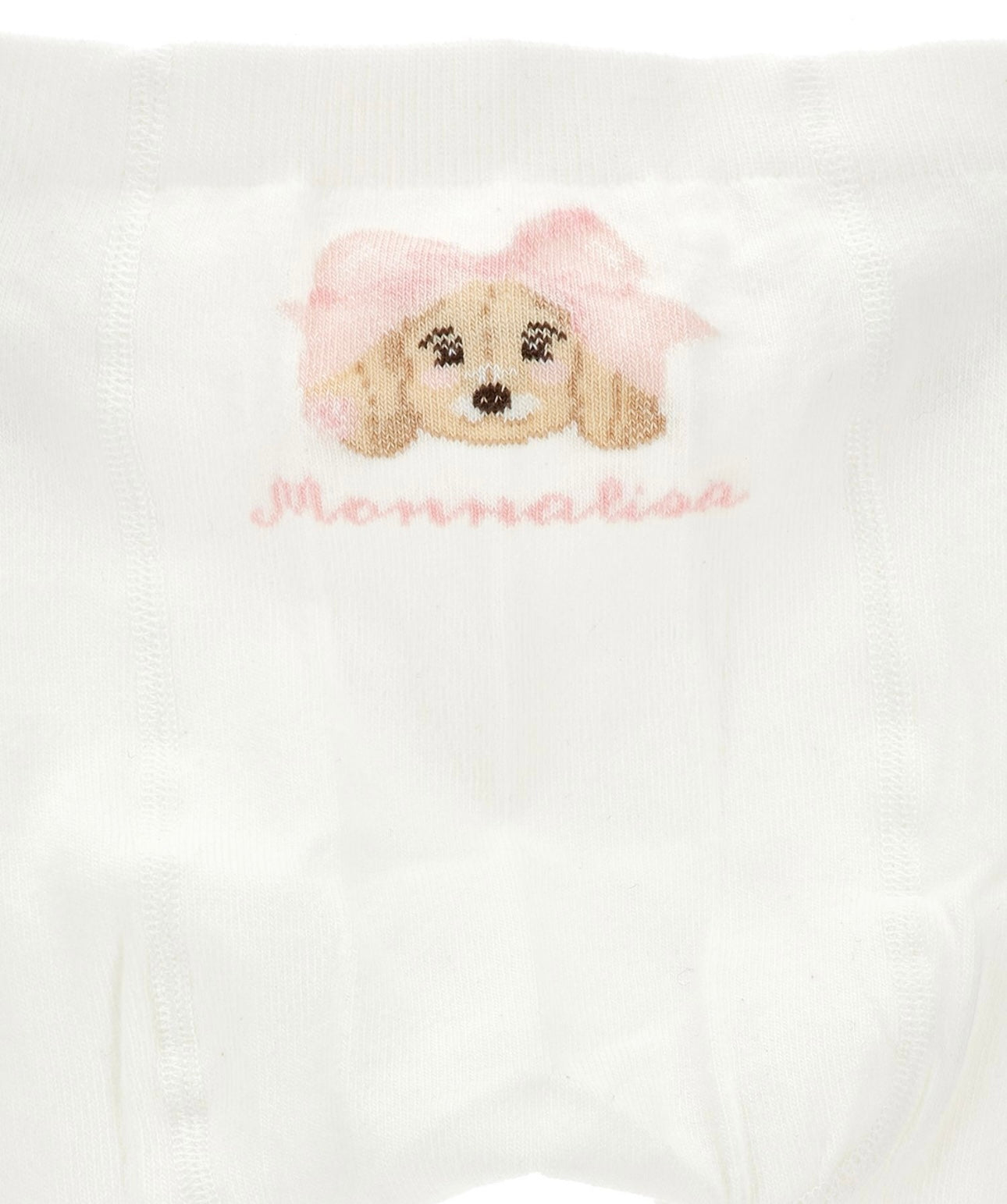 monnalisa pink & white bow puppy tights