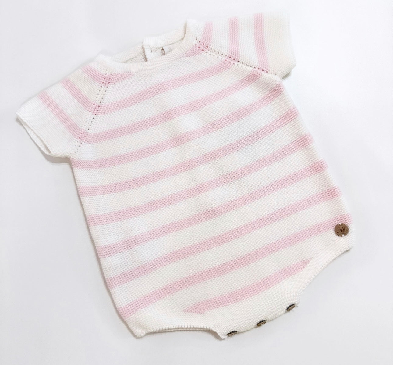 Martin Aranda pink & white striped knit romper