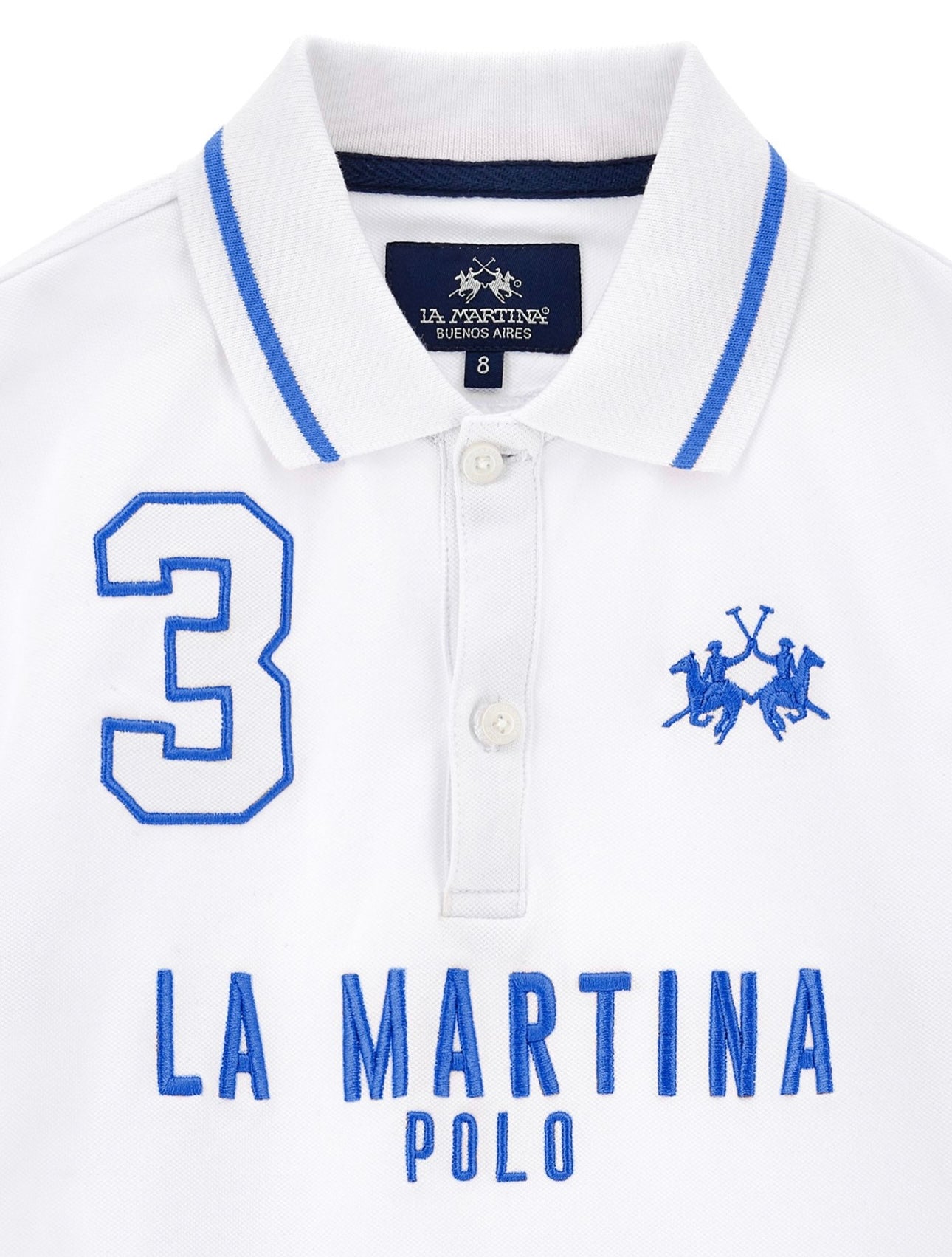 La Martina white & royal blue polo shirt