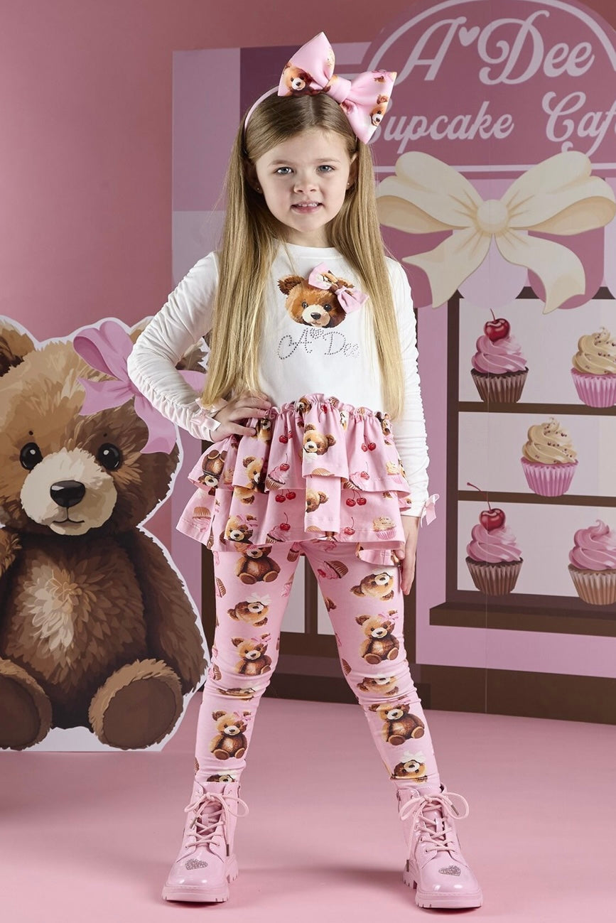 Adee ‘Teddy bear bakery’ bear print legging set