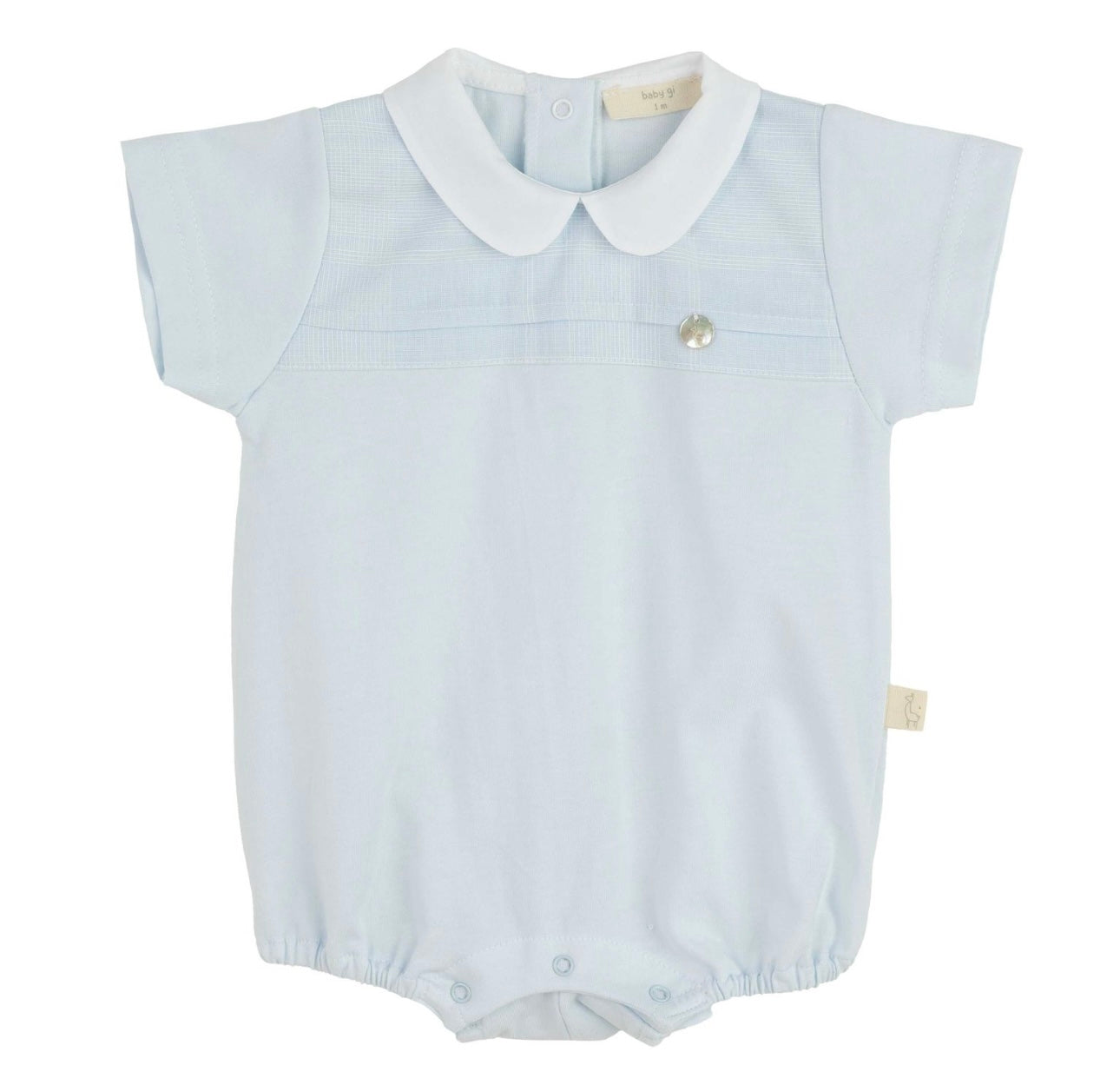 Baby Gi baby blue cotton collared romper