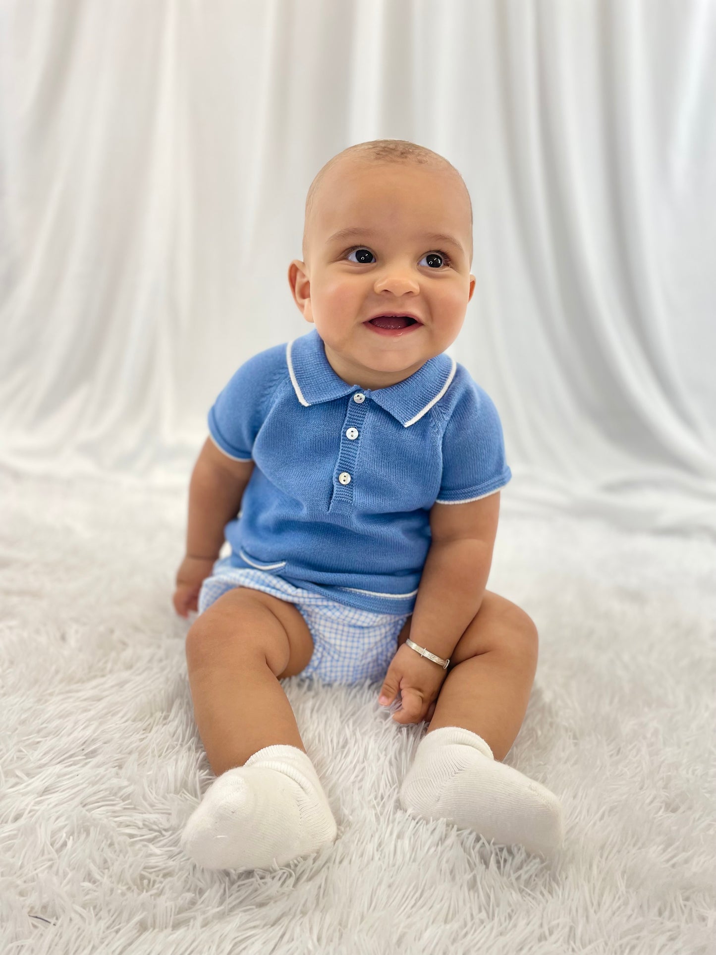 Martin aranda blue knit shirt & jam pant set