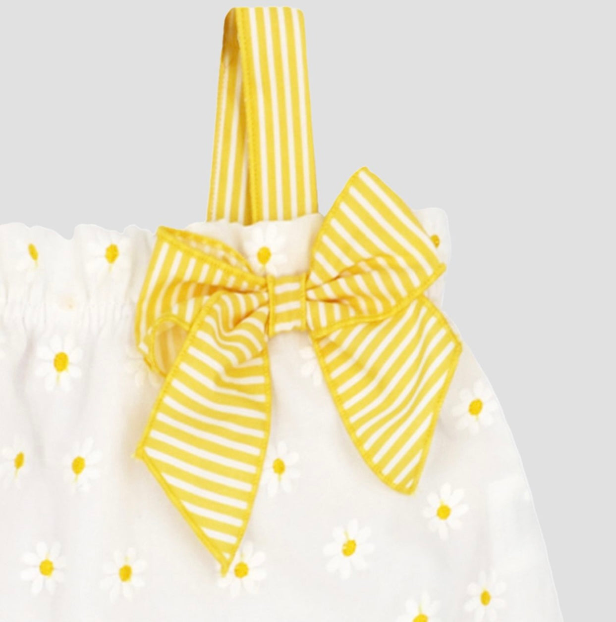 Rapife white & yellow daisy bow romper
