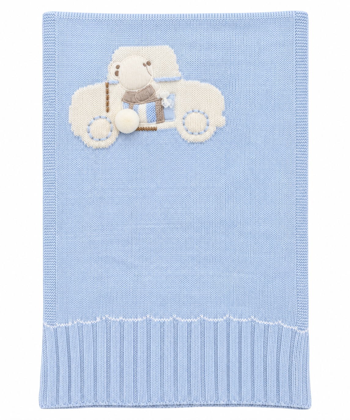 Bimbalo blue knitted car blanket