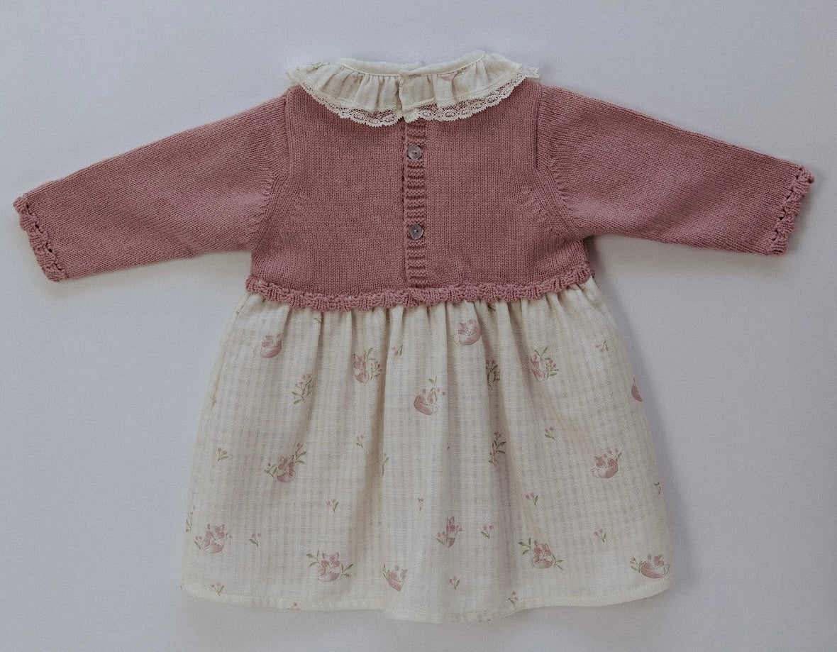 Rigola dusky pink half knit foxes dress