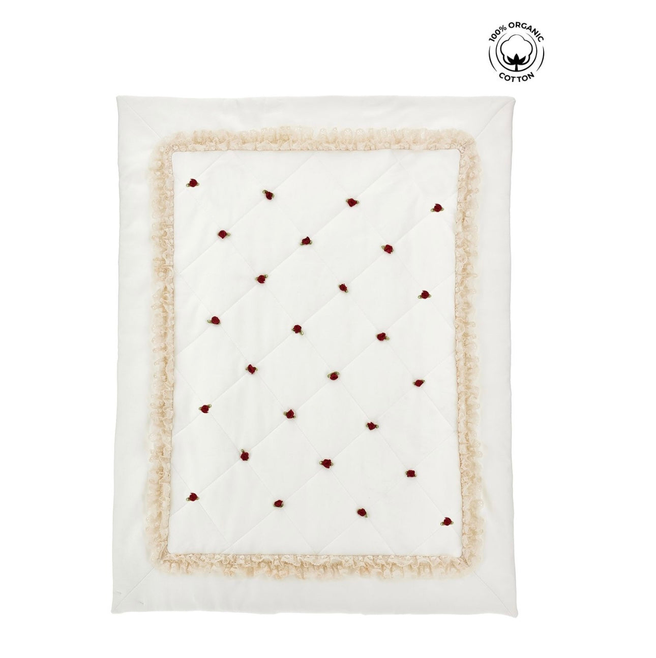 PRE ORDER - Monnalisa white & red rosebud blanket