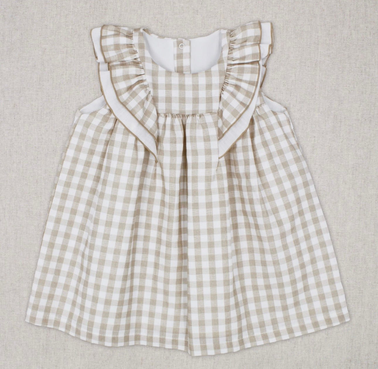 Rapife beige & white gingham frilled dress