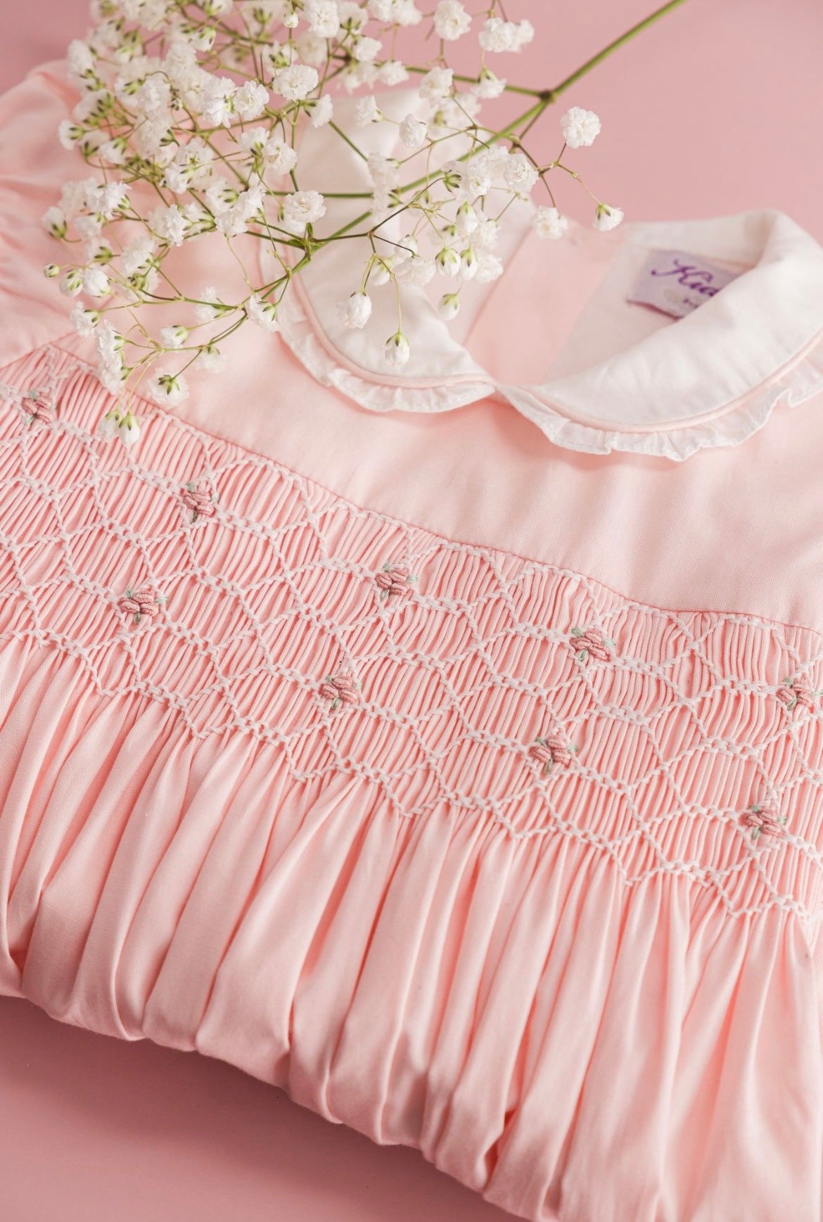 Kidiwi girls ‘Sybelle’ pink smocked dress