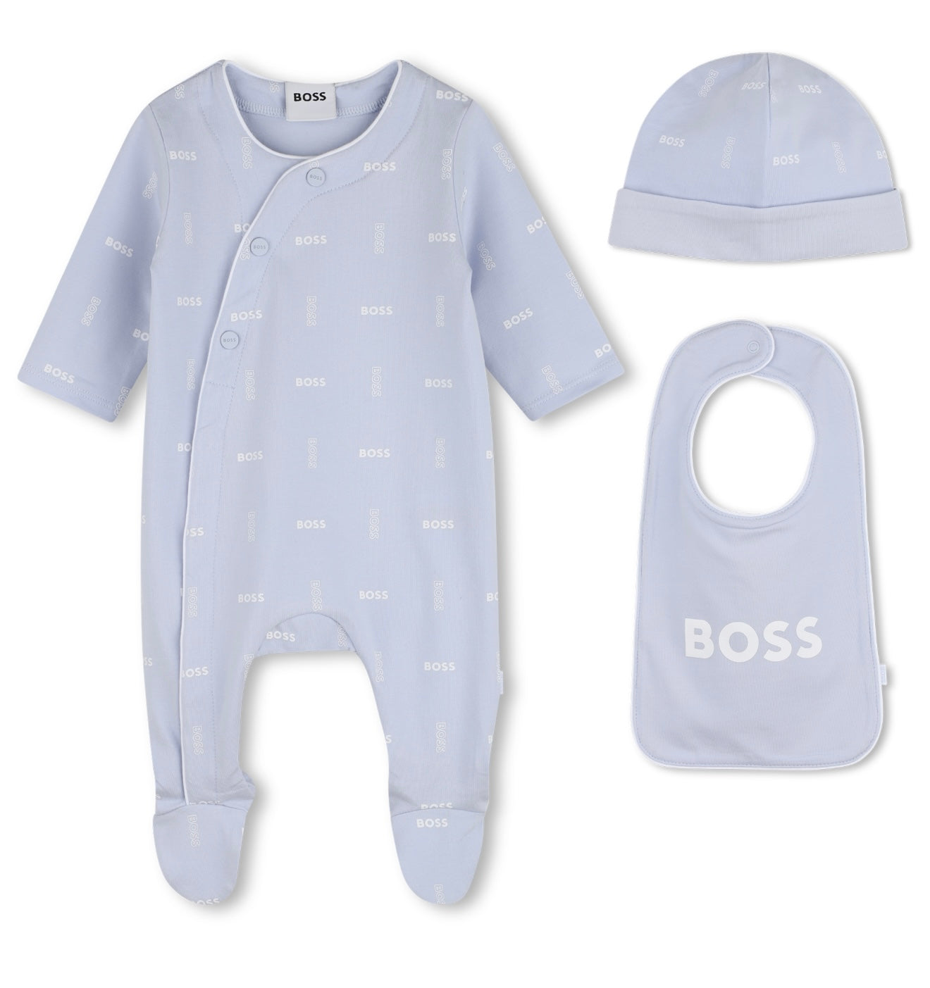 Boss pale blue babygrow 3 piece set