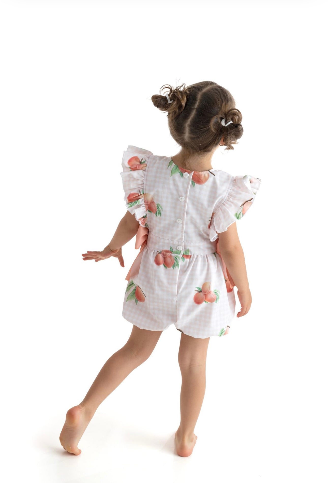 Meia pata peaches print bow playsuit