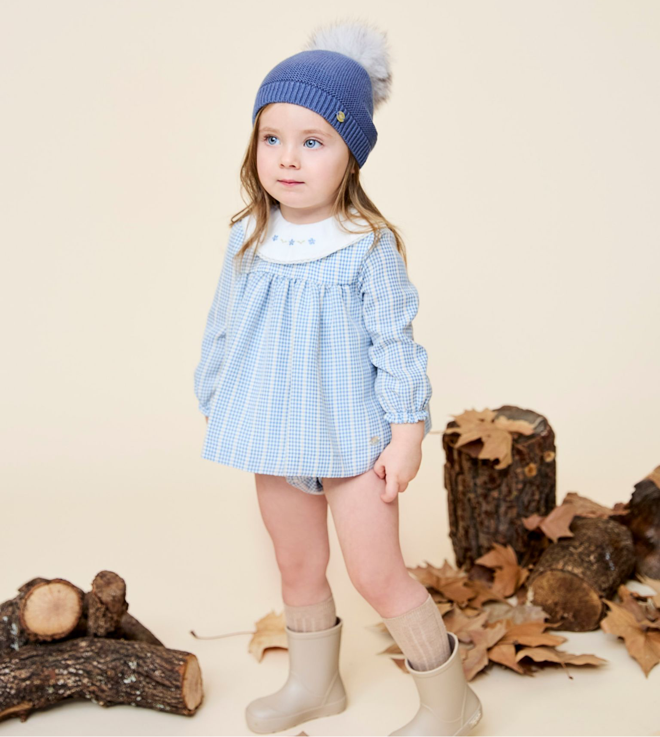 Martin Aranda blue & beige check dress set