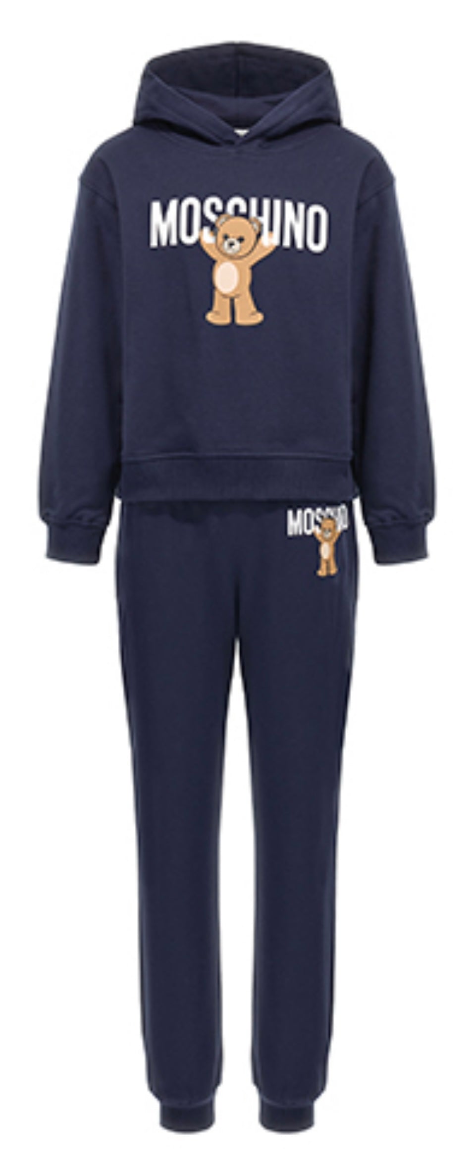 Moschino navy blue teddy bear logo hoodie tracksuit