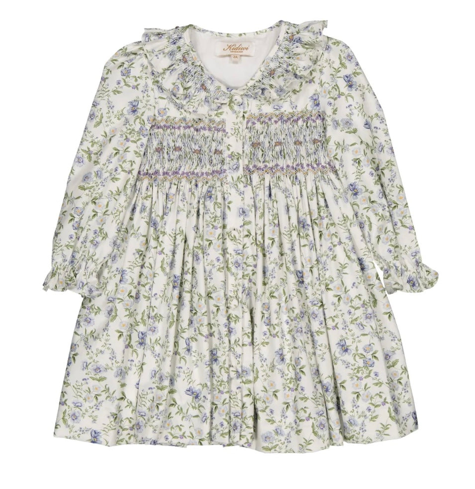 Kidiwi ‘Adeline’ blue floral smocked dress