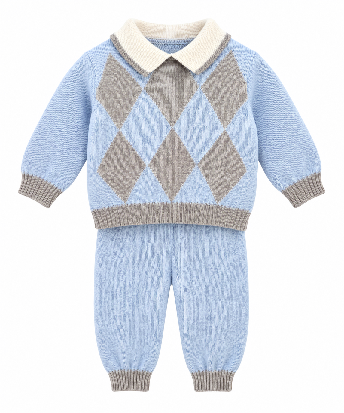 Bimbalo grey & blue diamond knit legging set