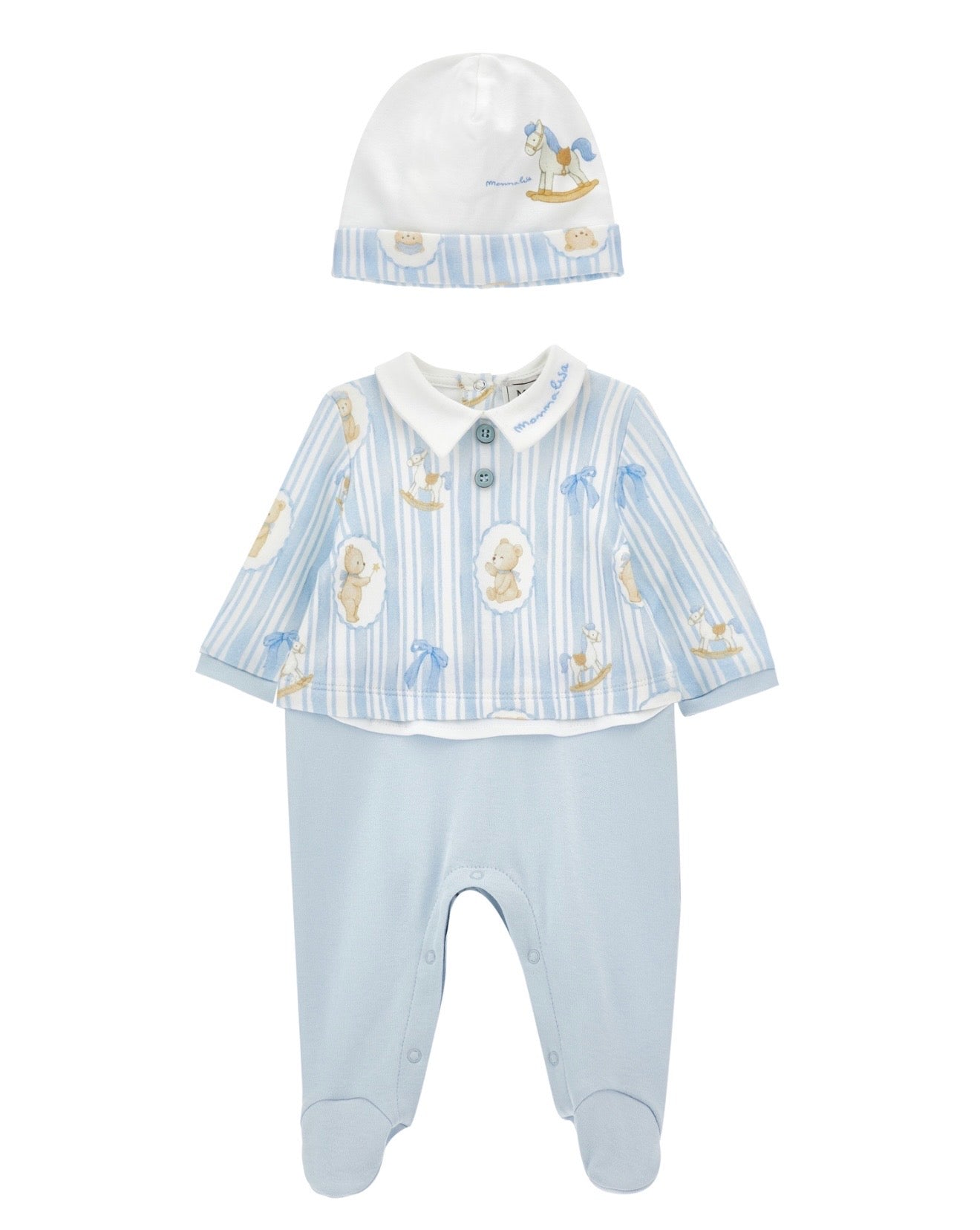 PRE ORDER - monnalisa teddy babygrow & hat set