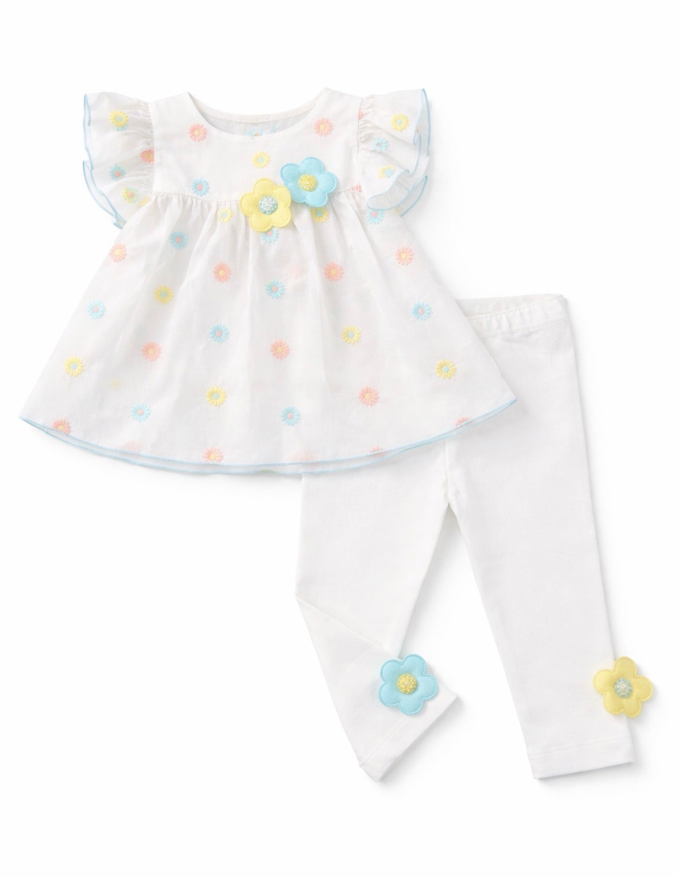 Bimbalo white multi flower legging set