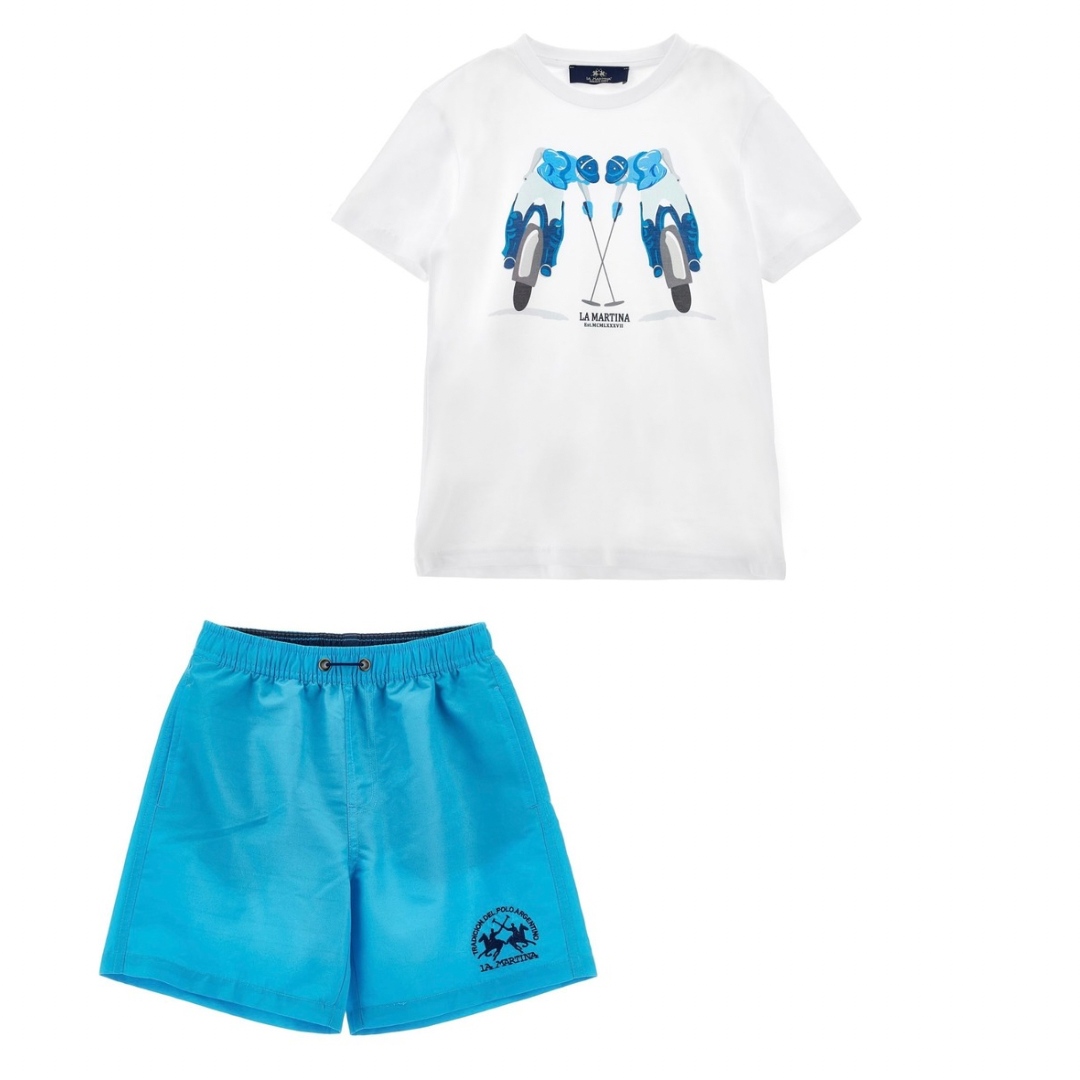 La Martina blue and navy T-shirt and sporty short set