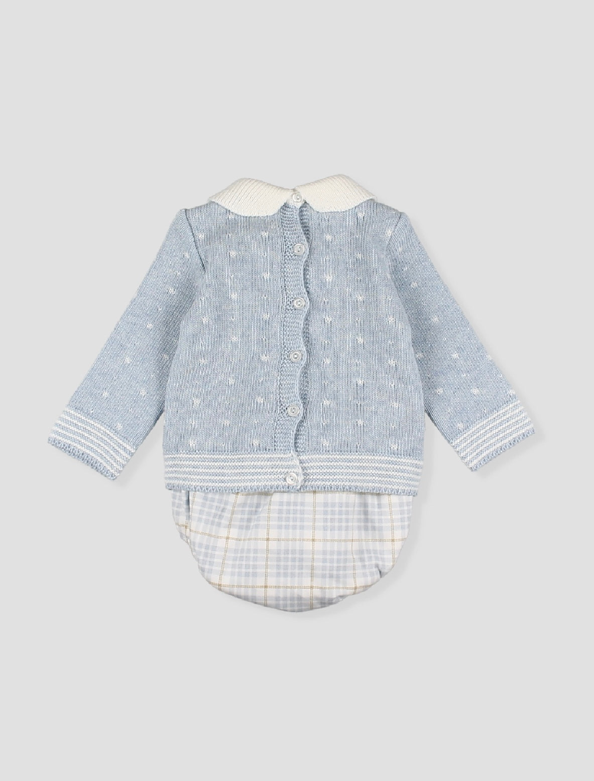 Foque boys sky blue jumper & check pant set