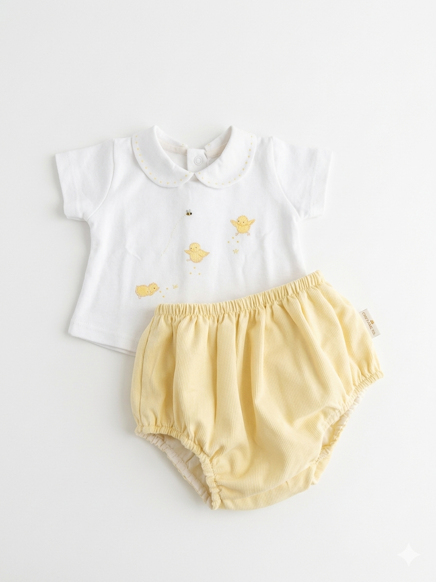 Adriana Mae little peeps embroidered bloomer set