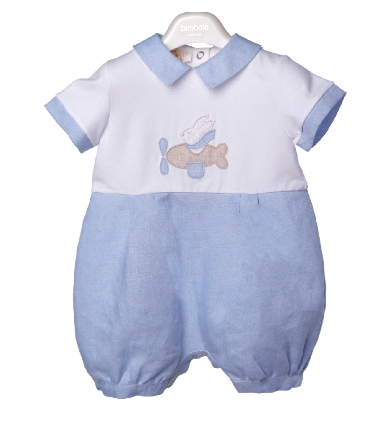 Bimbalo blue bunny aeroplane romper