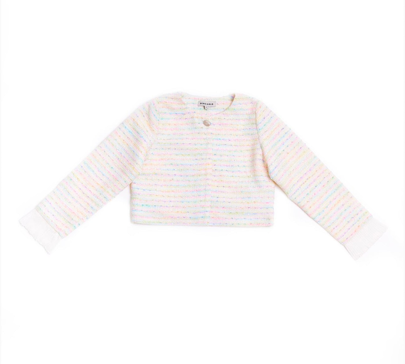 BCBGMAXAZARIA girls multi coloured cream tweed short & jacket set