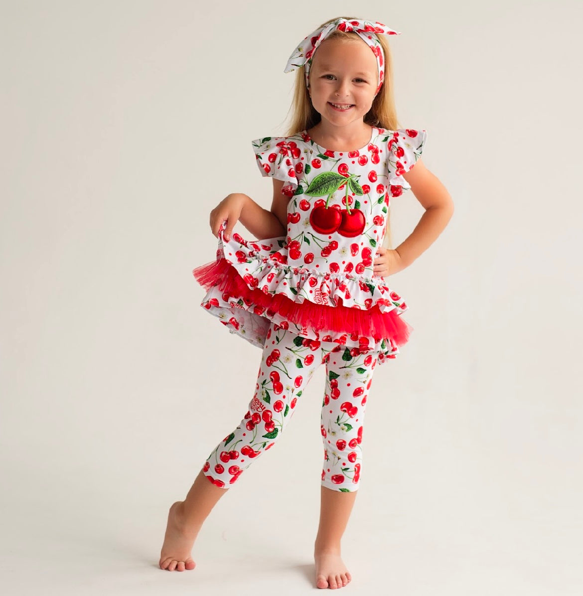 Daga fluffy cherries legging set