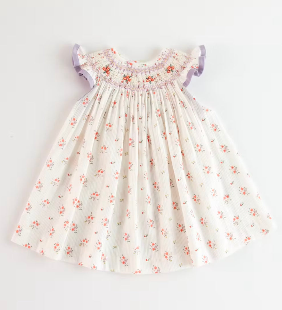 Belan couture lilac floral smocked dress