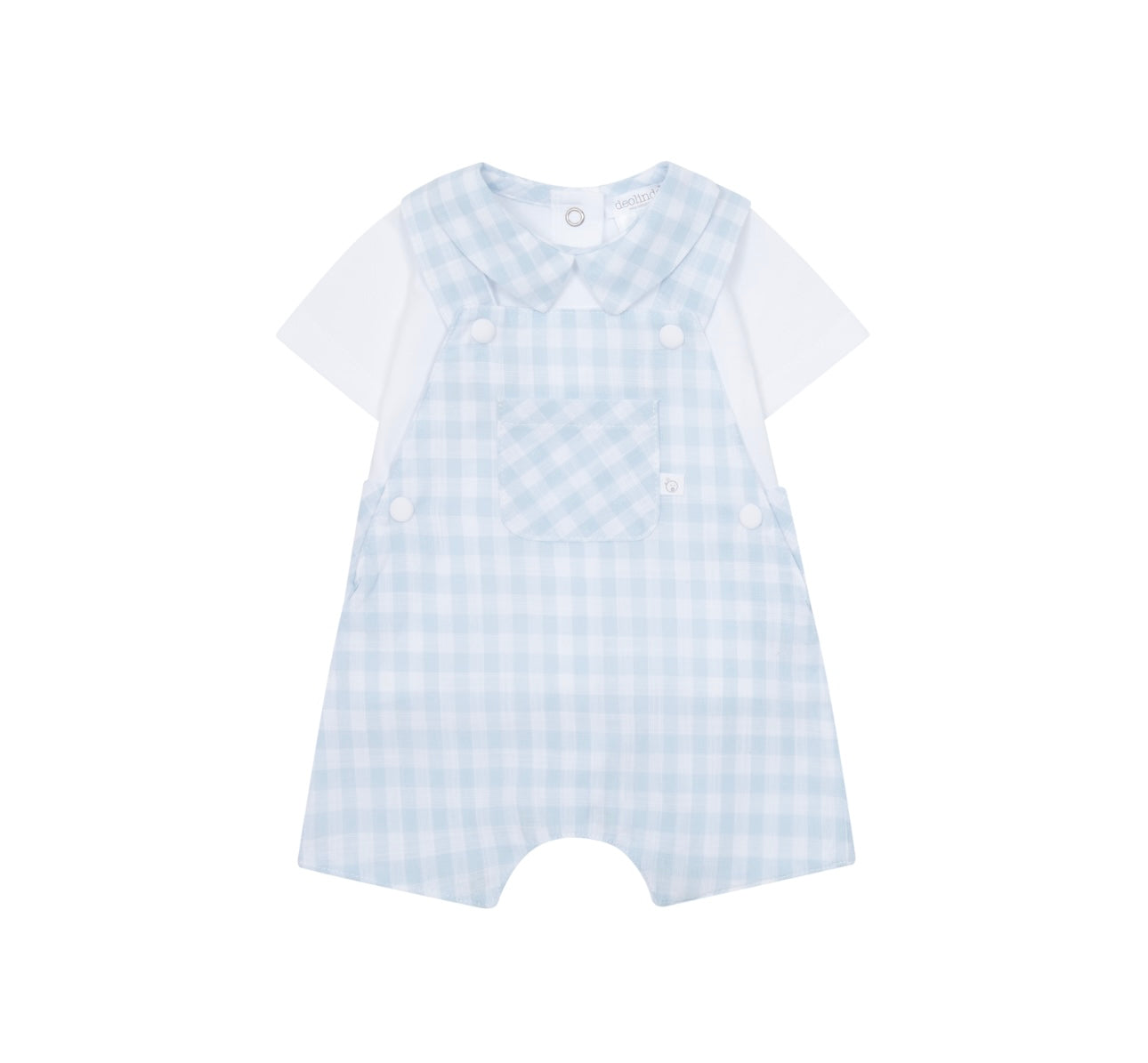 Deolinda boys blue & white gingham romper set