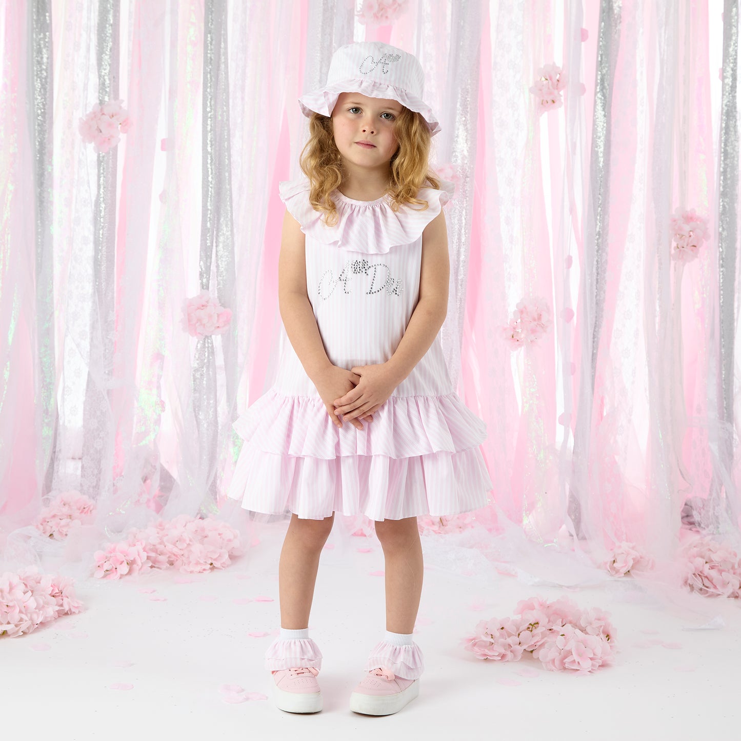 Adee heavenly hydrangea pink seersucker dress