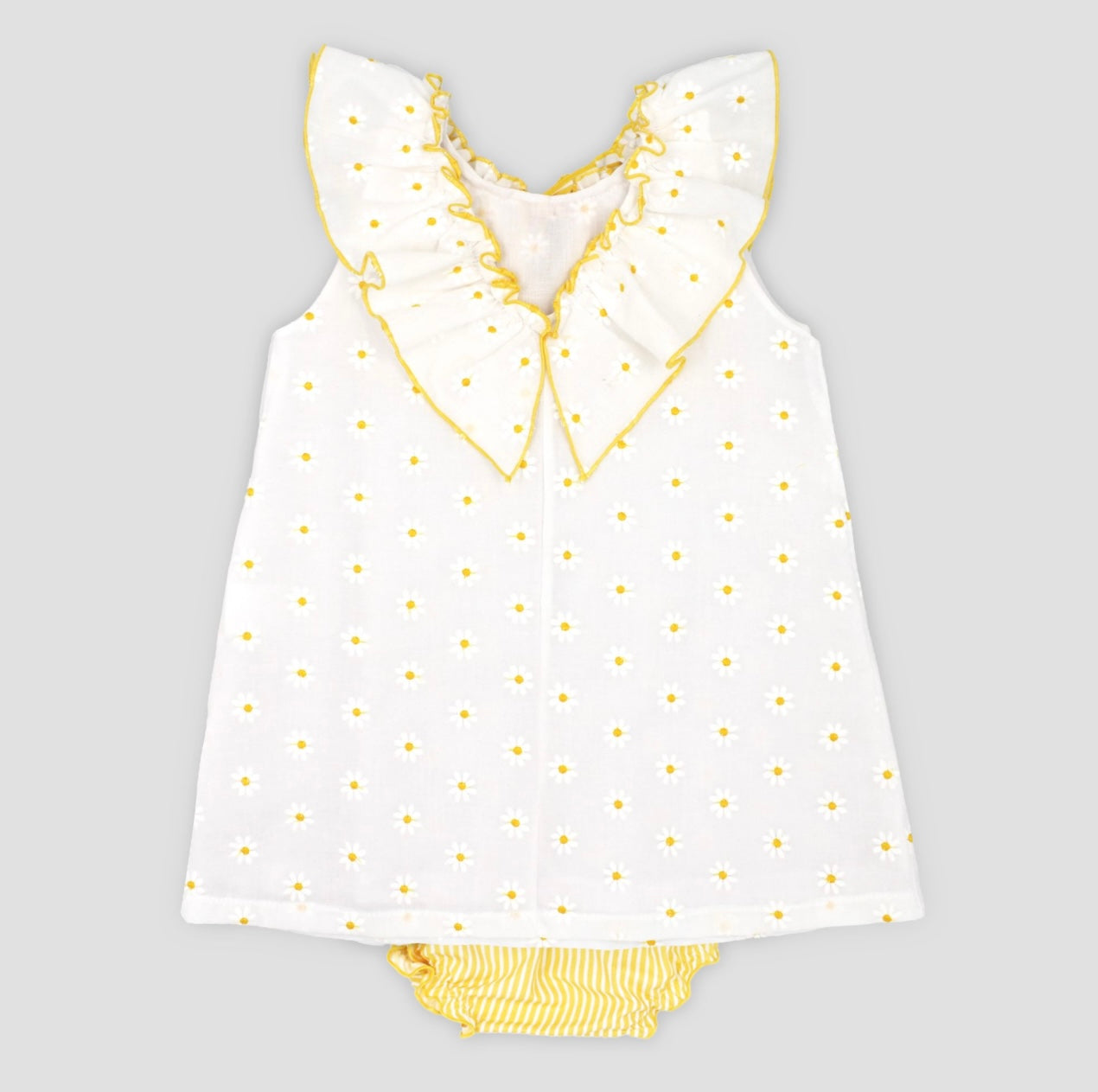 Rapife white & yellow daisy’s frilled bow dress