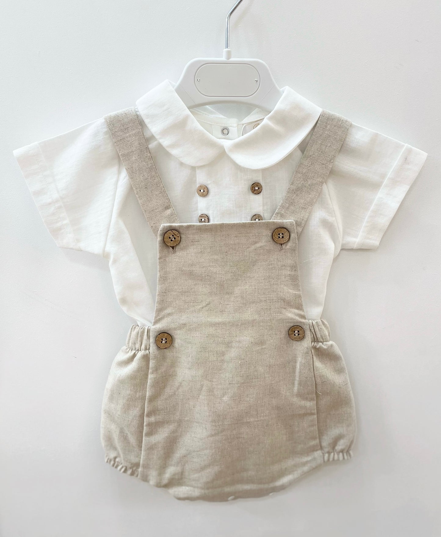 Rigola boys beige linen dungaree set