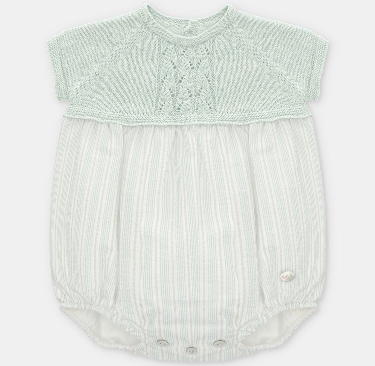 Martin Aranda pistachio green stripe half knit romper