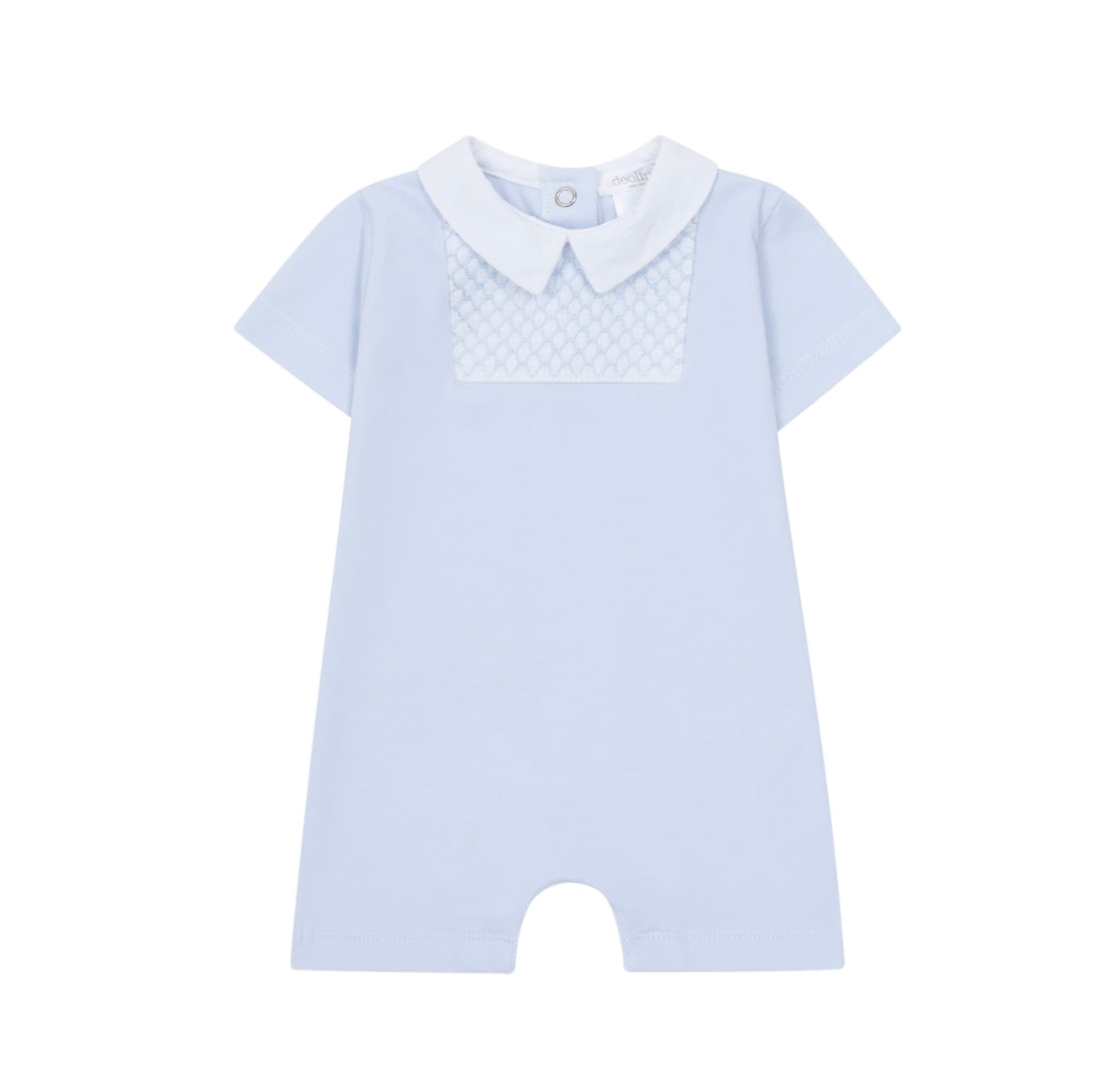 Deolinda blue cotton smocked romper